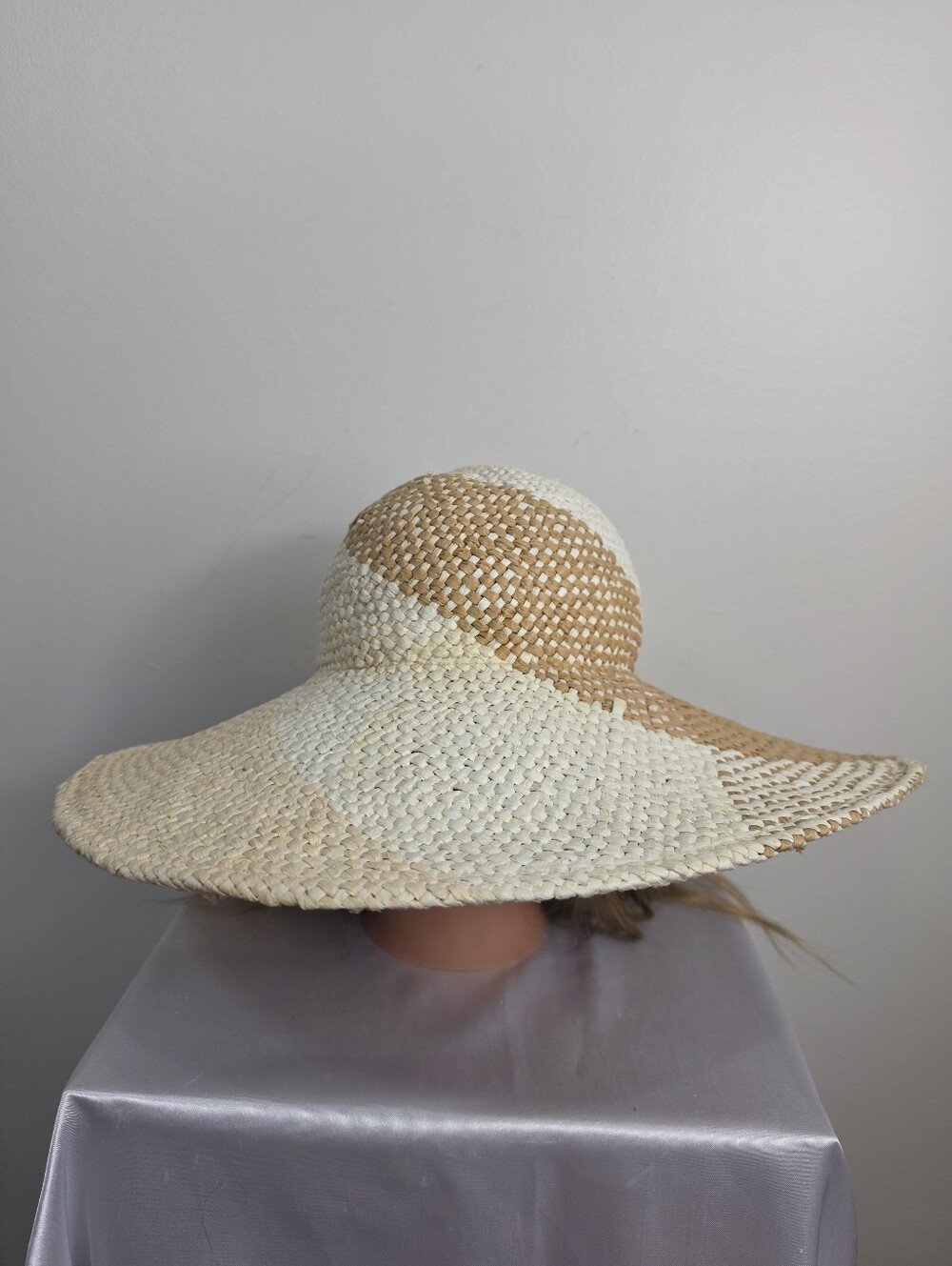 Wide Brim Straw Sun Hat in Natural and Cream - Women Accessories